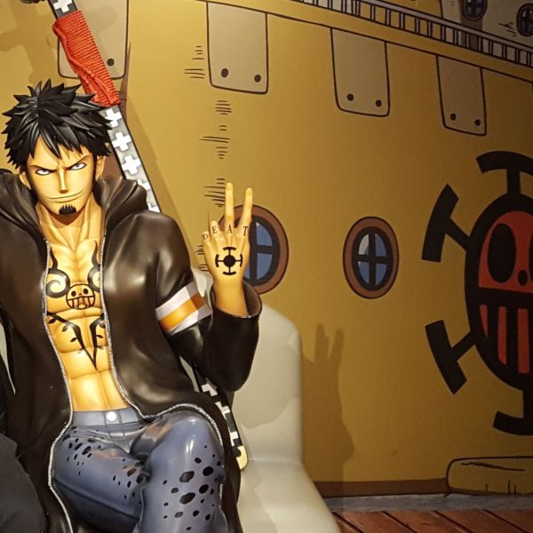 Anime character from the One Piece Tower, part of Tokyo's former theme park dedicated to the One Piece series, featuring Luffy and other iconic characters from the Straw Hat Pirates