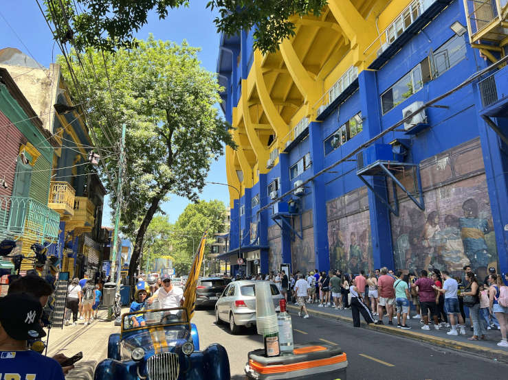 La Boca, Boca Juniors' La Bombonera football stadium.