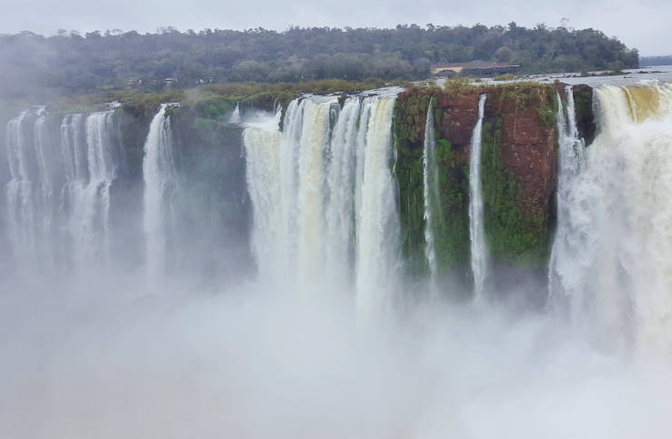 Garganta del Diablo waterfall plunging into mist at Iguazú National Park, Argentina