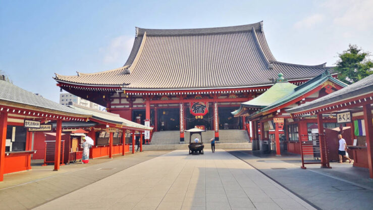 Sensoji Temple seen from Nakamise Street in Asakusa, Tokyo