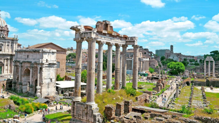 Overview of the Forum Romanum in Rome, Italy