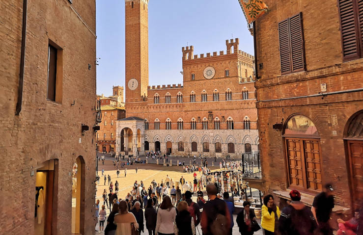 View of Piazza del Campo in Siena, Tuscany, Italy