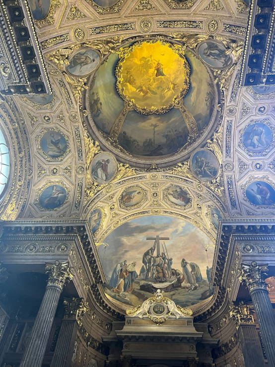Decorated ceiling inside Bergamo Cathedral of Sant'Alessandro