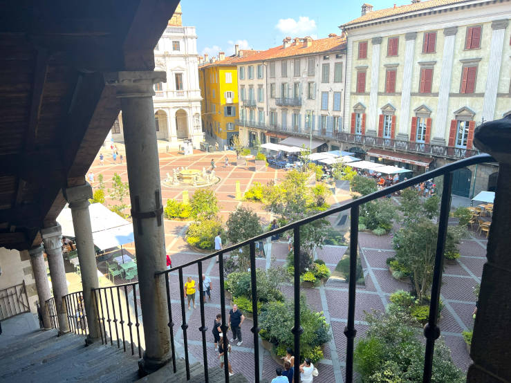 Elevated view over Piazza Vecchia in Bergamo