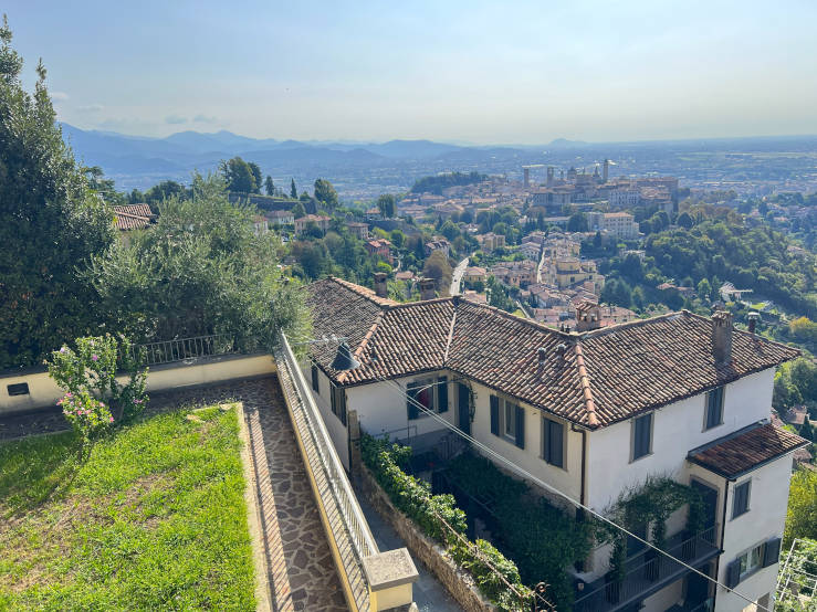 View of Città Alta and the Lombard plain from San Vigilio, Bergamo